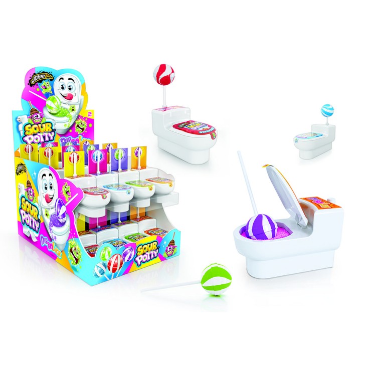 JOHNY BEE SOUR POTTY CANDY POWDER ΓΛΕΙΦΙΤΖΟΥΡΙ-ΠΑΙΧΝΙΔΙ DISPLAY 24ΤΕΜ