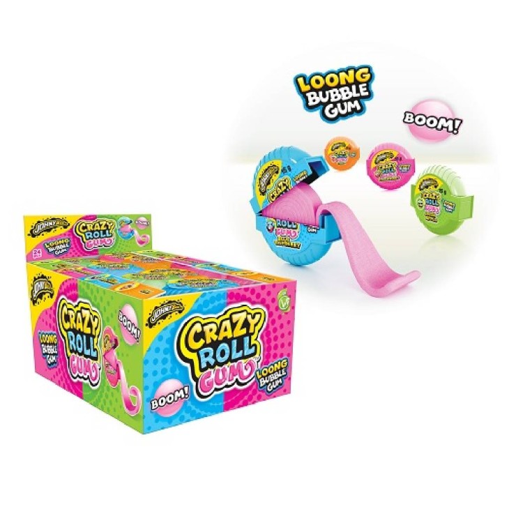 JOHNY BEE CRAZY ROLL GUM ΤΣΙΧΛΑ DISPLAY 24ΤΕΜ