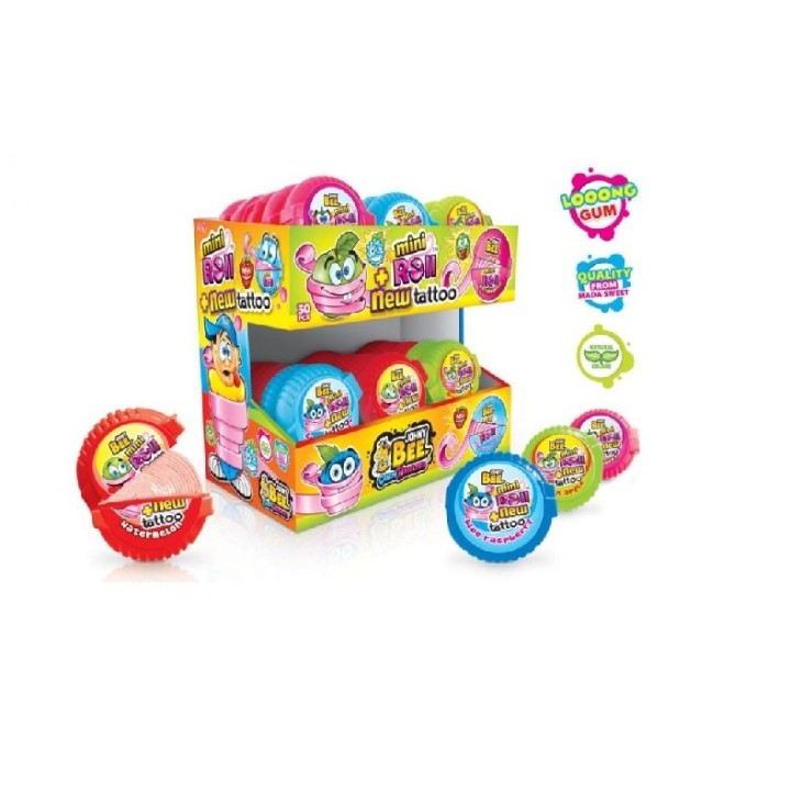 JOHNY BEE CRAZY ROLL GUM ΤΣΙΧΛΑ+TATTOO DISPLAY 30ΤΕΜ