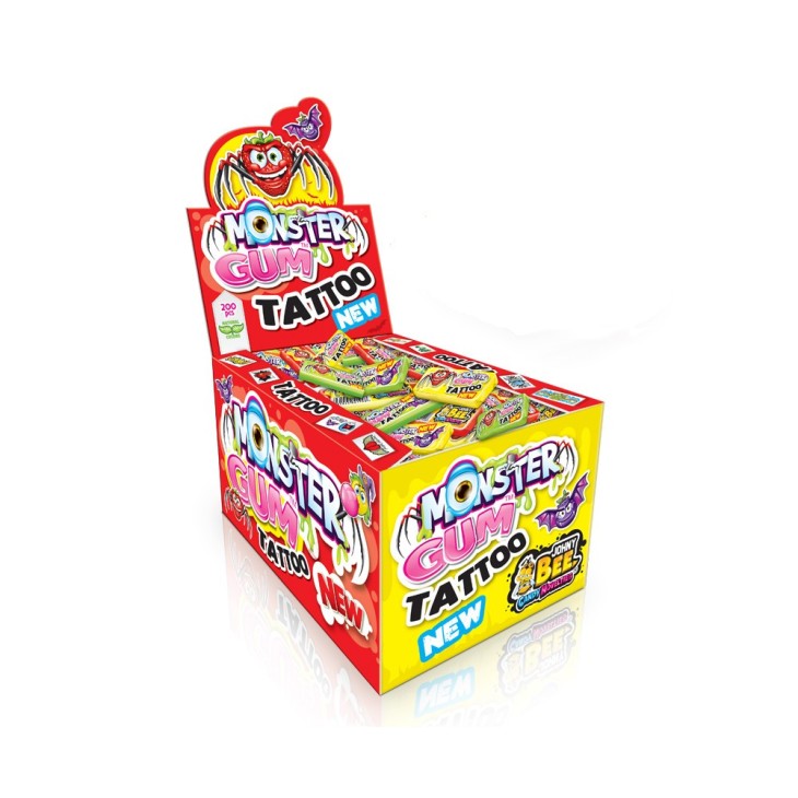JOHNY BEE MONSTER GUM ΤΣΙΧΛΑ+TATTOO DISPLAY 200ΤΕΜ