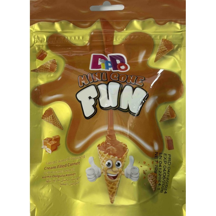 DIPPO ΜΙΝΙ CONE FUN ΧΩΝΑΚΙΑ ΜΕ ΓΕΜΙΣΗ ΑΛΑΤΙΣΜΕΝΗ ΚΑΡΑΜΕΛΑ 70GR