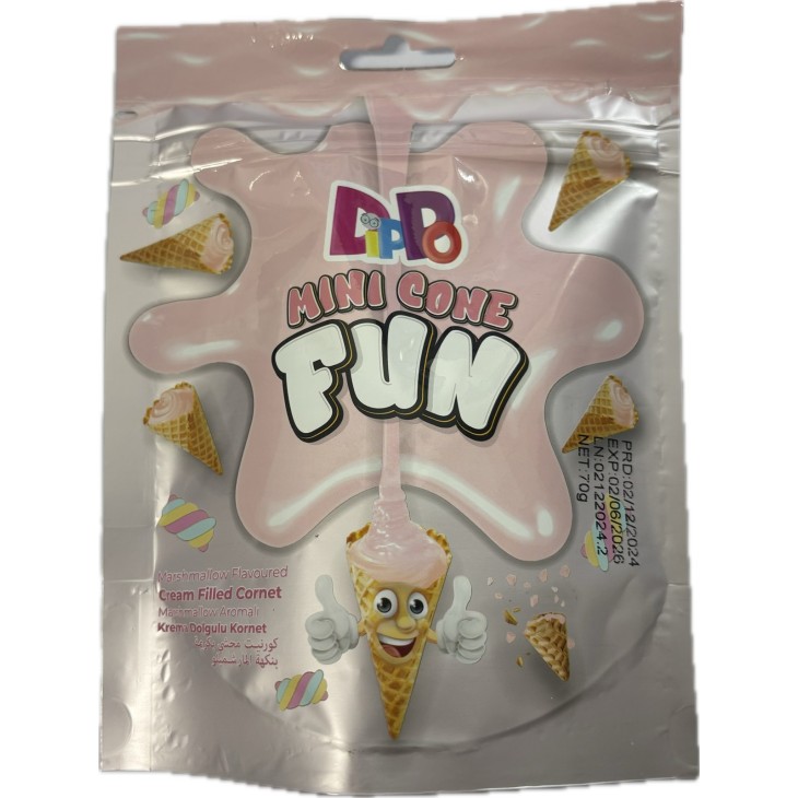 DIPPO ΜΙΝΙ CONE FUN ΧΩΝΑΚΙΑ ΜΕ ΓΕΜΙΣΗ MARSHMALLOW 70GR
