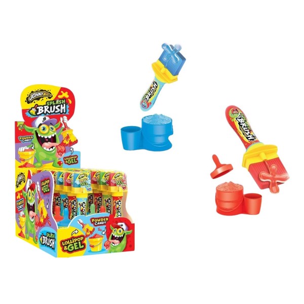 JOHNY BEE SPLASH BRUSH LOLLIPOP+GEL+POWDER DISPLAY 12ΤΕΜ