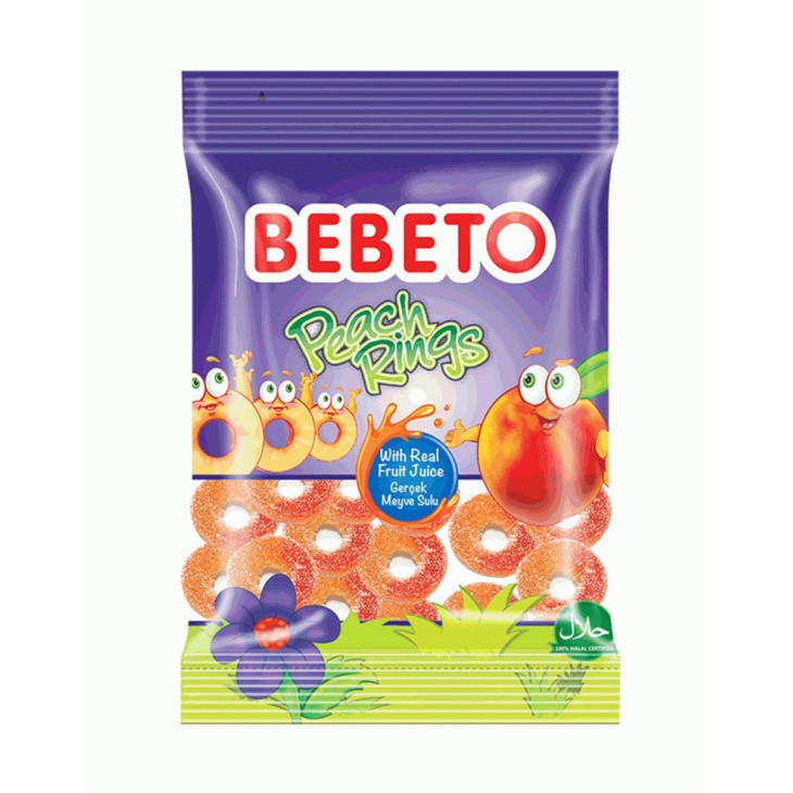 BEBETO ΖΑΧΑΡΩΤΑ 80GR PEACH RINGS