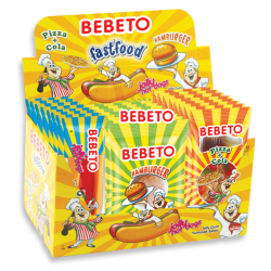 BEBETO MINI ΖΑΧΑΡΩΤA DISPLAY FAST FOOD MIX 30GRX24TMX (BURGER,HOT DOG,PIZZA
