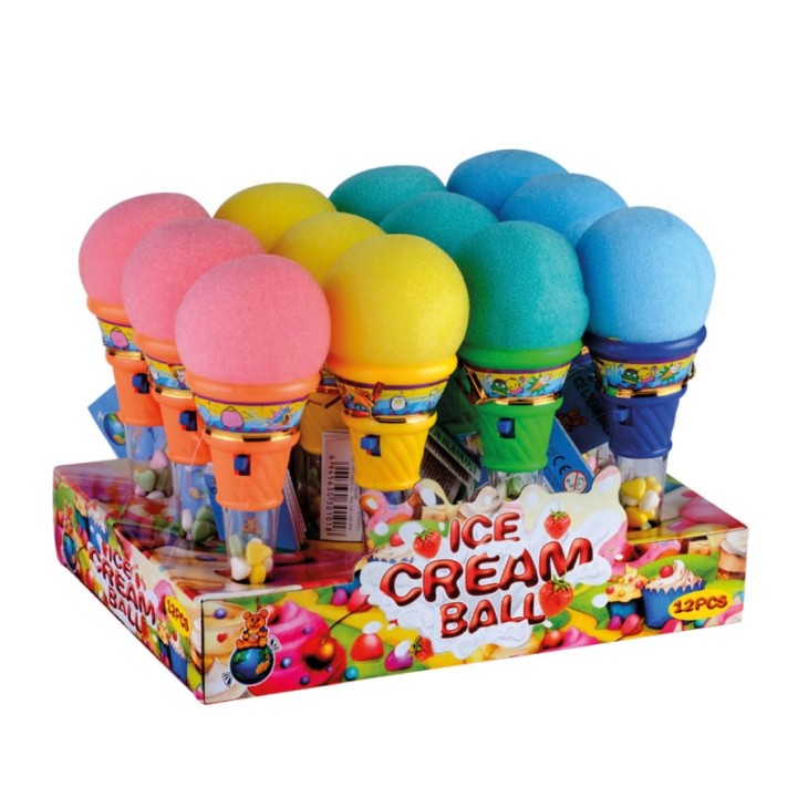 ICE CREAM ΠΑΙΧΝΙΔΙ ΜΕ ΜΠΑΛΑ ΚΑΙ ΣΧΟΙΝΙ + ΚΑΡΑΜΕΛΑΚΙΑ 6GR 12TEM