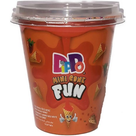 DIPPO ΜΙΝΙ CONE FUN ΧΩΝΑΚΙΑ ΜΕ ΓΕΜΙΣΗ ΦΡΑΟΥΛΑ 100GR ΚΥΠΕΛΑΚΙ