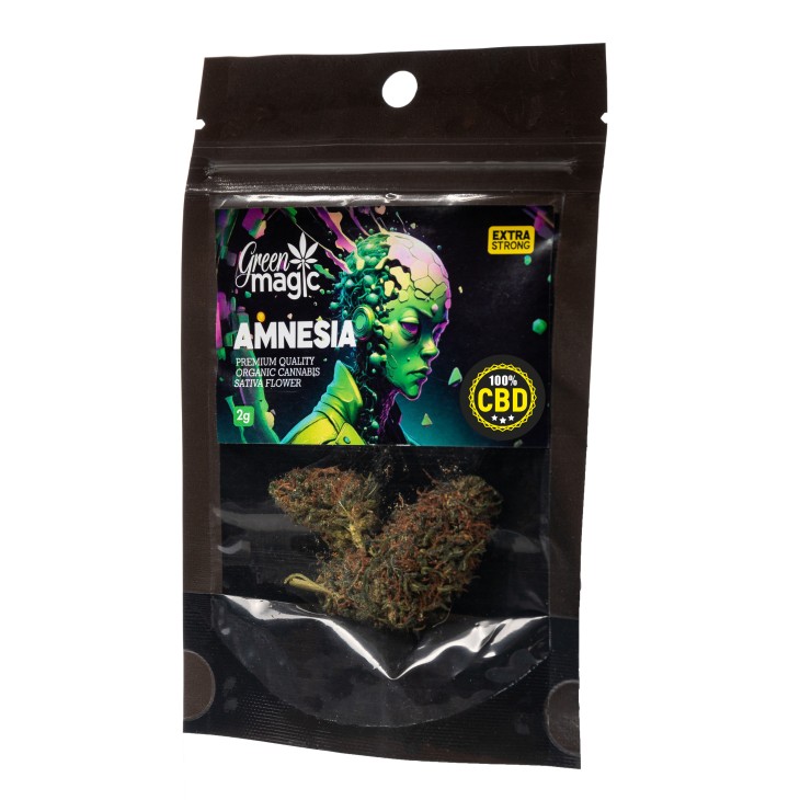 GREEN MAGIC ΠΡΟΙΟΝ ΚΑΝΑΒΗΣ ΣΕ ΣΑΚΟΥΛΑΚΙ 2G AMNESIA (100% CBD)