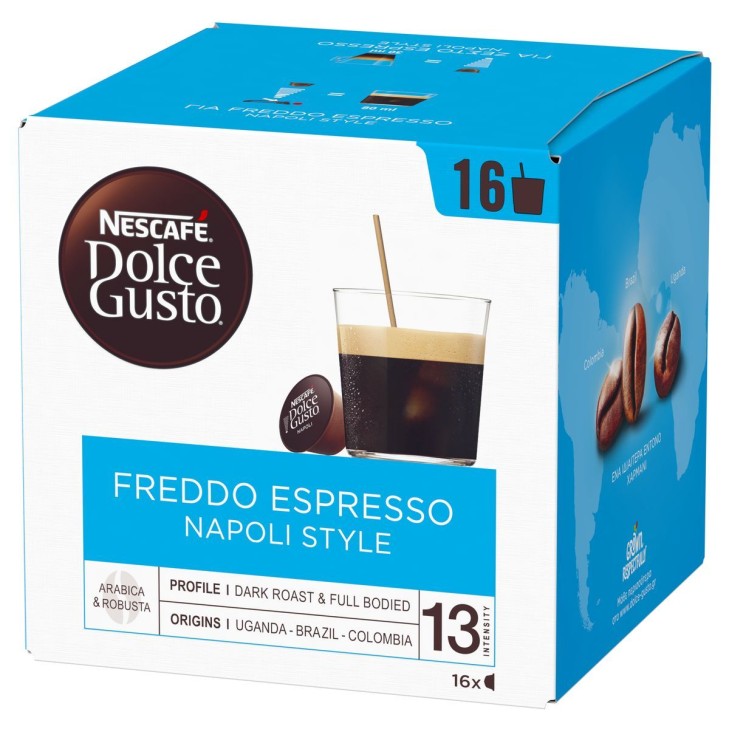 NESCAFE DOLCE GUSTO 16 ΚΑΨΟΥΛΕΣ ΚΑΦΕ 128GR FREDDO ESPRESSO NAPOLI STYLE