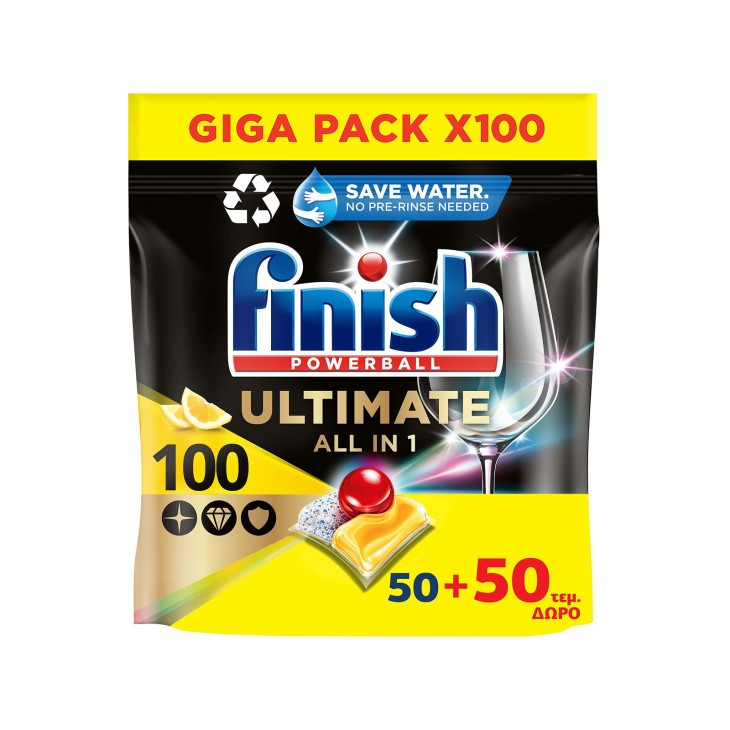 FINISH ΤΑΜΠΛΕΤΕΣ 100 GIGA PACK ALL IN 1 ULTIMATE ΛΕΜΟΝΙ (50+50)