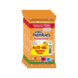 WET HANKIES ΥΓΡΑ ΜΑΝΤΗΛΑΚΙΑ ΑΝΤΙΒΑΚΤΗΡΙΑΚΑ ΜΕ ΑΡΩΜΑ ΠΟΡΤΟΚΑΛΙ 15τεμ (4X15 Q
