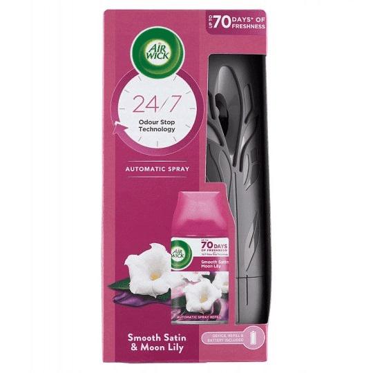 AIR WICK 250ml ΣΥΣΚΕΥΗ ΜΑΥΡΗ + SMOOTH SATIN&MOON LILY AIR WICK 250ml ΣΥΣΚΕΥΗ ΜΑΥΡΗ + SMOOTH SATIN&MOON LILY
