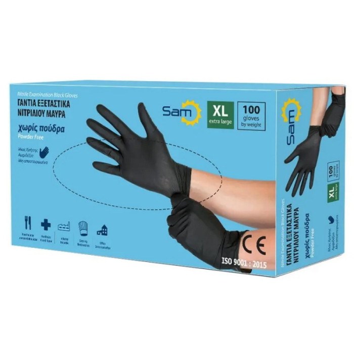 SAM ΓΑΝΤΙΑ ΝΙΤΡΙΛΙΟΥ X-LARGE ΜΑΥΡΑ 100ΤΕΜ