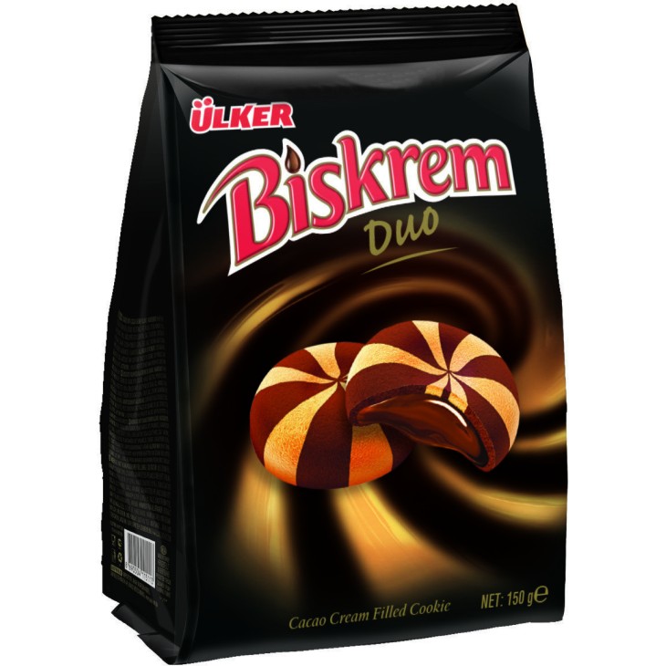 ULKER BISKREM DUO ΜΠΙΣΚΟΤΟ ΜΕ ΓΕΜΙΣΗ ΚΡΕΜΑ ΚΑΚΑΟ 150gr