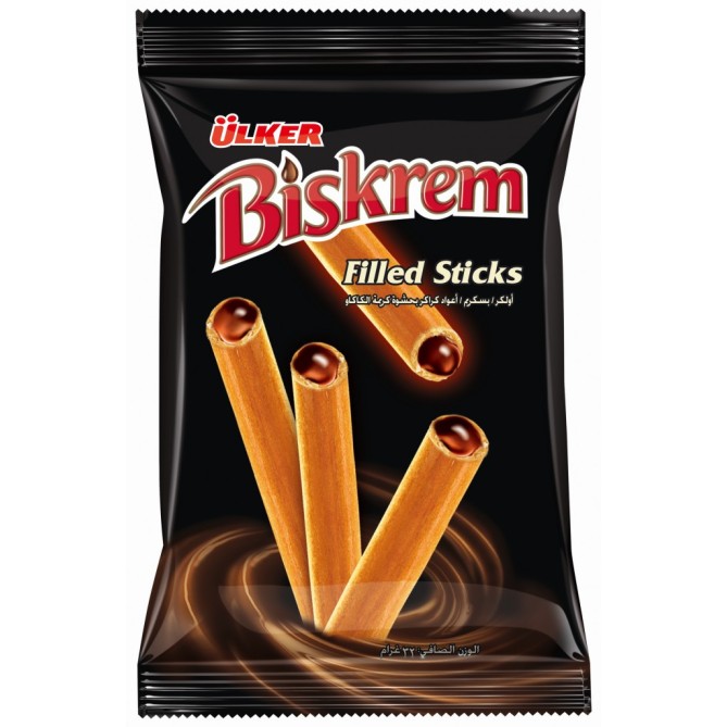 ULKER BISKREM ΠΟΥΡΑΚΙΑ FILLED STICKS ΜΕ ΓΕΜΙΣΗ ΚΑΚΑΟ 32gr