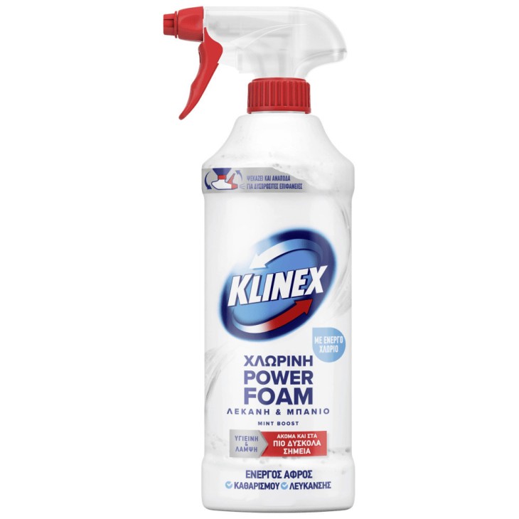 KLINEX POWER FOAM 435ML ΛΕΚΑΝΗ ΚΑΙ ΜΠΑΝΙΟ ΜΕ ΧΛΩΡΙΝΗ MINT BOOST
