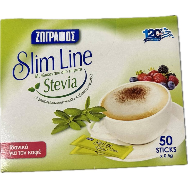 ΖΩΓΡΑΦΟΣ SLIM LINE ΓΛΥΚΑΝΤΙΚΟ ΜΕ STEVIA ΣΕ ΦΑΚΕΛΑΚΙΑ 50 STICKS