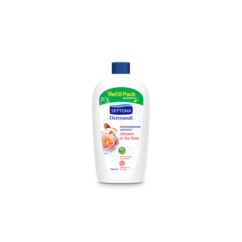 SEPTONA DERMASOFT ΚΡΕΜΟΣΑΠΟΥΝΟ REFILL PACK 750ml ALMOND & TEA ROSE