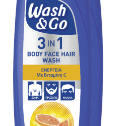 WASH & GO 3 ΣΕ 1 BODY FACE HAIR WASH BITAMIN C (1+1 ΔΩΡΟ) 360ml