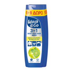 WASH & GO 3 ΣΕ 1 BODY FACE HAIR WASH ΜΕΝΤΑ&ΛΑΙΜ (1+1 ΔΩΡΟ) 360ml