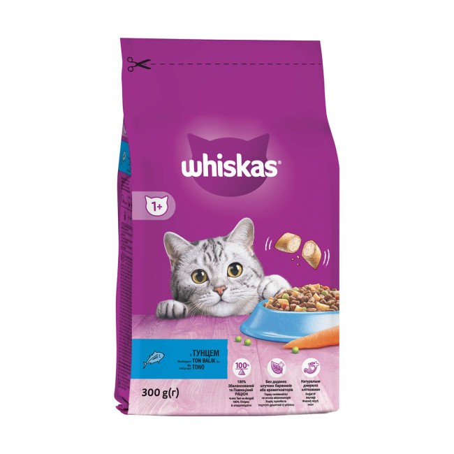 WHISKAS ADULT 1+ ΠΛΗΡΗΣ ΞΗΡΗ ΤΡΟΦΗ ΓΑΤΑΣ 300GR ΓΕΜΙΣΤΕΣ ΚΡΟΚΕΤΕΣ ΜΕ ΤΟΝΟ