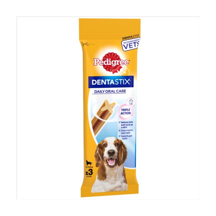 PEDIGREE DENTASTIX 77gr ΓΙΑ ΜΕΣΑΙΑ ΣΚΥΛΙΑ (10-25kg) 3ΤΕΜ