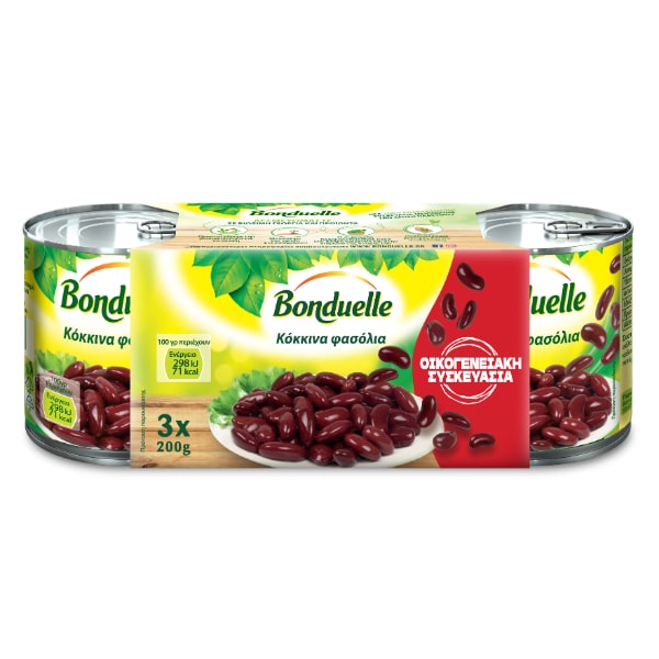 BONDUELLE ΟΙΚΟΓΕΝΕΙΑΚΗ ΣΥΣΚΕΥΑΣΙΑ ΚΟΚΚΙΝΑ ΦΑΣΟΛΙΑ 3Χ200gr