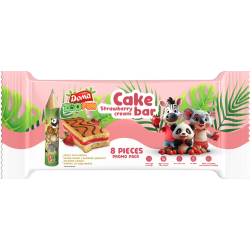 DOMA CAKE BAR 8X28GR ΜΠΑΡΑ ΚΕΙΚ ΒΑΝΙΛΙΑΣ ΜΕ ΓΕΜΙΣΗ ΦΡΑΟΥΛΑ ΚΑΙ ΚΡΕΜΑ