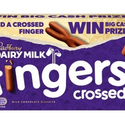 CADBURY DAIRY MILK 114GR MILK CHOCOLATE BISCUITS FINGER CROSSED CADBURY DAIRY MILK 114GR MILK CHOCOLATE BISCUITS FINGER CROSSED