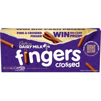 CADBURY DAIRY MILK 114GR MILK CHOCOLATE BISCUITS FINGER CROSSED CADBURY DAIRY MILK 114GR MILK CHOCOLATE BISCUITS FINGER CROSSED