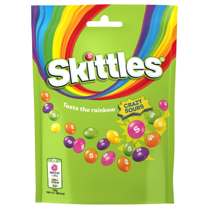 SKITTLES 152GR CRAZY SOUR (ΠΡΑΣΣΙΝΟ) X14τεμ