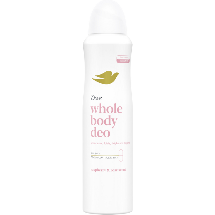 DOVE WHOLE BODY SPRAY 150ml RASPBERRY & ROSES SCENT