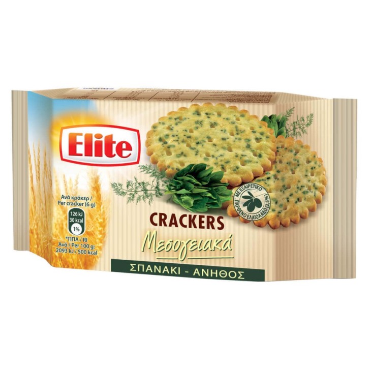ELITE CRACKERS ΜΕ ΣΠΑΝΑΚΙ & ΑΝΗΘΟ 105gr