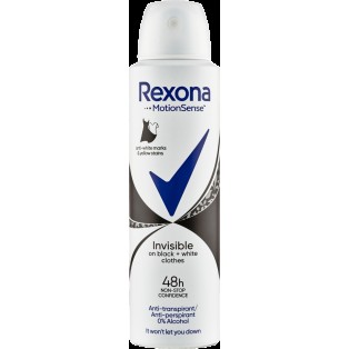 REXONA BODY SPRAY 150ml INVISIBLE BLACK N WHITE 48H