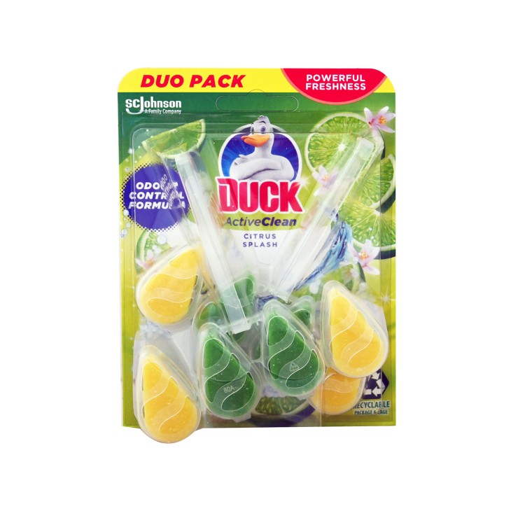 DUCK 2X38.6GR DUO PACK ΑΠΟΣΜΗΤΙΚΟ WC ACTIVE CLEAN CITRUS SPLASH