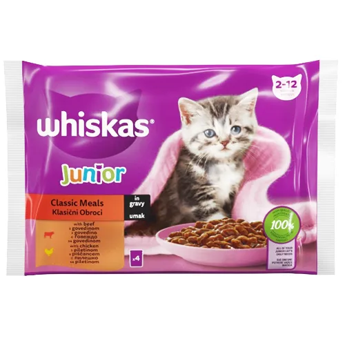 WHISKAS JUNIOR ΥΓΡΗ ΤΡΟΦΗ ΓΑΤΑΣ 4X85GR ΦΑΚΕΛΟΣ DELIGHT ΒΟΔΙΝΟ & ΚΟΤΟΠΟΥΛΟ WHISKAS JUNIOR ΥΓΡΗ ΤΡΟΦΗ ΓΑΤΑΣ 4X85GR ΦΑΚΕΛΟΣ DELIGHT ΒΟΔΙΝΟ & ΚΟΤΟΠΟΥΛΟ