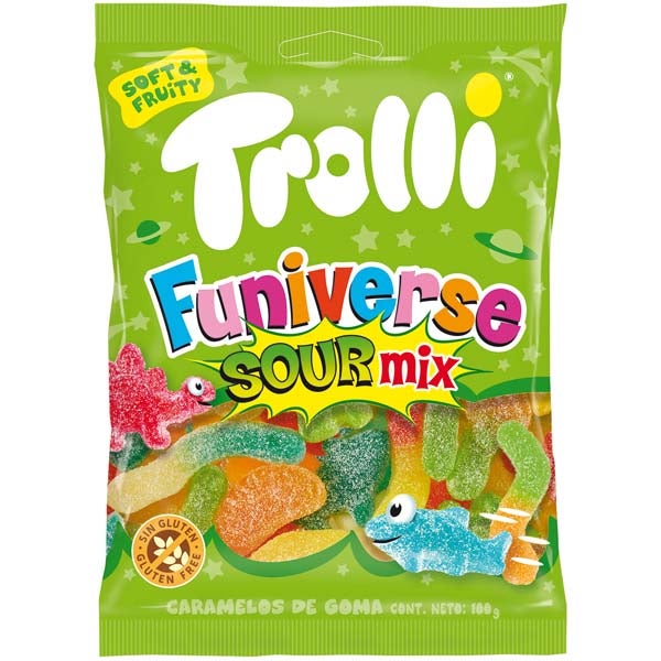 TROLLI ΖΑΧΑΡΩΤΑ 100GR FUNIVERSES SOUR MIX TROLLI ΖΑΧΑΡΩΤΑ 100GR FUNIVERSES SOUR MIX