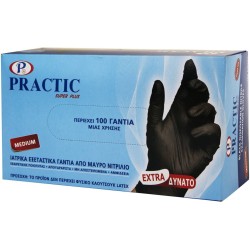 PRACTIC 100ΤΕΜ ΙΑΤΡΙΚΑ ΓΑΝΤΙΑ ΝΙΤΡΙΛΙΟΥ ΜΑΥΡΑ (XLARGE)