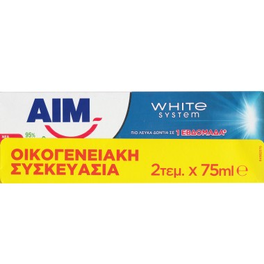 AIM ΟΔΟΝΤΟΚΡΕΜΑ 2Χ75ML WHITE SYSTEM AIM ΟΔΟΝΤΟΚΡΕΜΑ 2Χ75ML WHITE SYSTEM