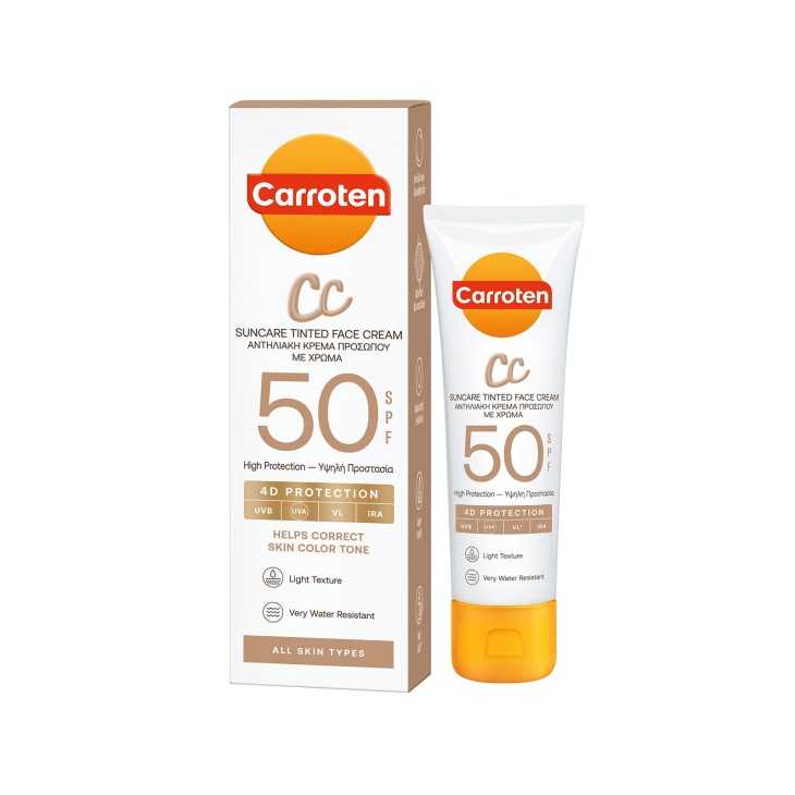 CARROTEN ΑΝΤΗΛIΑΚΗ ΚΡΕΜΑ ΠΡΟΣΩΠΟΥ CC ΜΕ ΧΡΩΜΑ 50SPF 50ML
