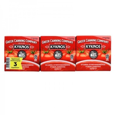KYKNOS 3X250GR ΚΛΑΣΣΙΚΟΣ ΧΥΜΟΣ ΤΟΜΑΤΑΣ ΕΛ.ΣΥΜΠΥΚΝΩΜΕΝΟΣ