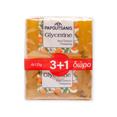 ΠΑΠΟΥΤΣΑΝΗΣ 4Χ125GR ΜΠΑΡΑ ΣΑΠΟΥΝΙΟΥ ΑΓΝΟ ΣΑΠΟΥΝΙ ΓΛΥΚΕΡΙΝΗΣ ΚΙΤΡΙΝΟ