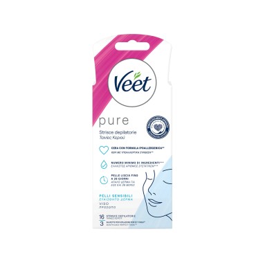 VEET ΤΑΙΝΙΕΣ ΚΕΡΙΟΥ PURE ΓΙΑ ΠΡΟΣΩΠΟ 16ΤΕΜ (ΕΥΑΙΣΘΗΤΟ ΔΕΡΜΑ) +3 ΜΑΝΤΗΛΑΚΙΑ