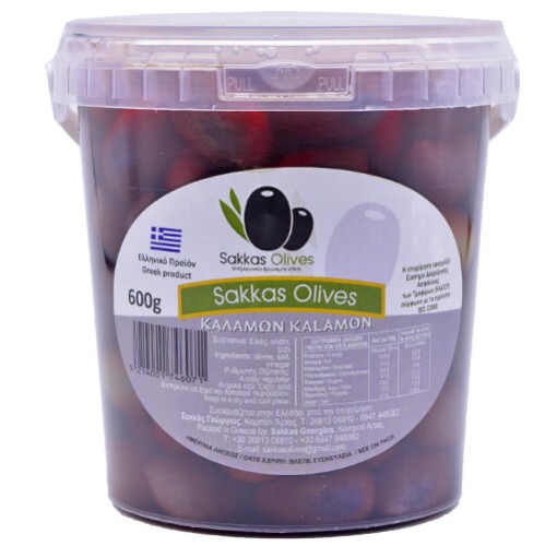 ΕΛΙΕΣ 600GR ΚΟΥΒΑΔΑΚΙ ΜΑΥΡΕΣ SAKKAS OLIVES